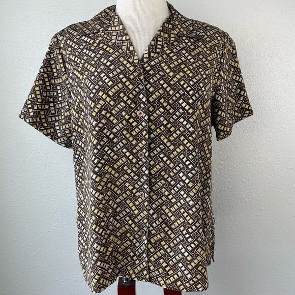 Notations Short Sleeve Button Down Shirt Size PL EUC - Picture 1 of 6